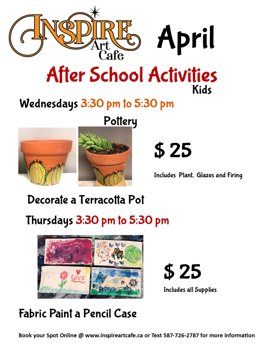 After School Activity Decorate a Terracotta Pot April 24